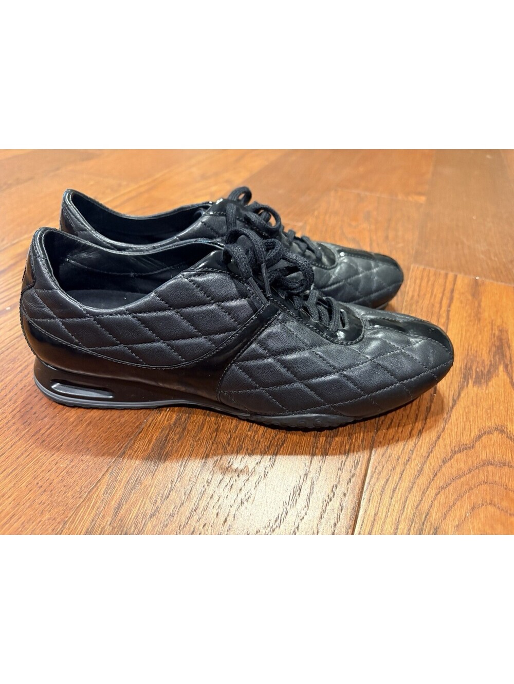 Cole Hann Black Woven Low Top Lace-Up Athletic Sneakers Rubber Outsole 8B